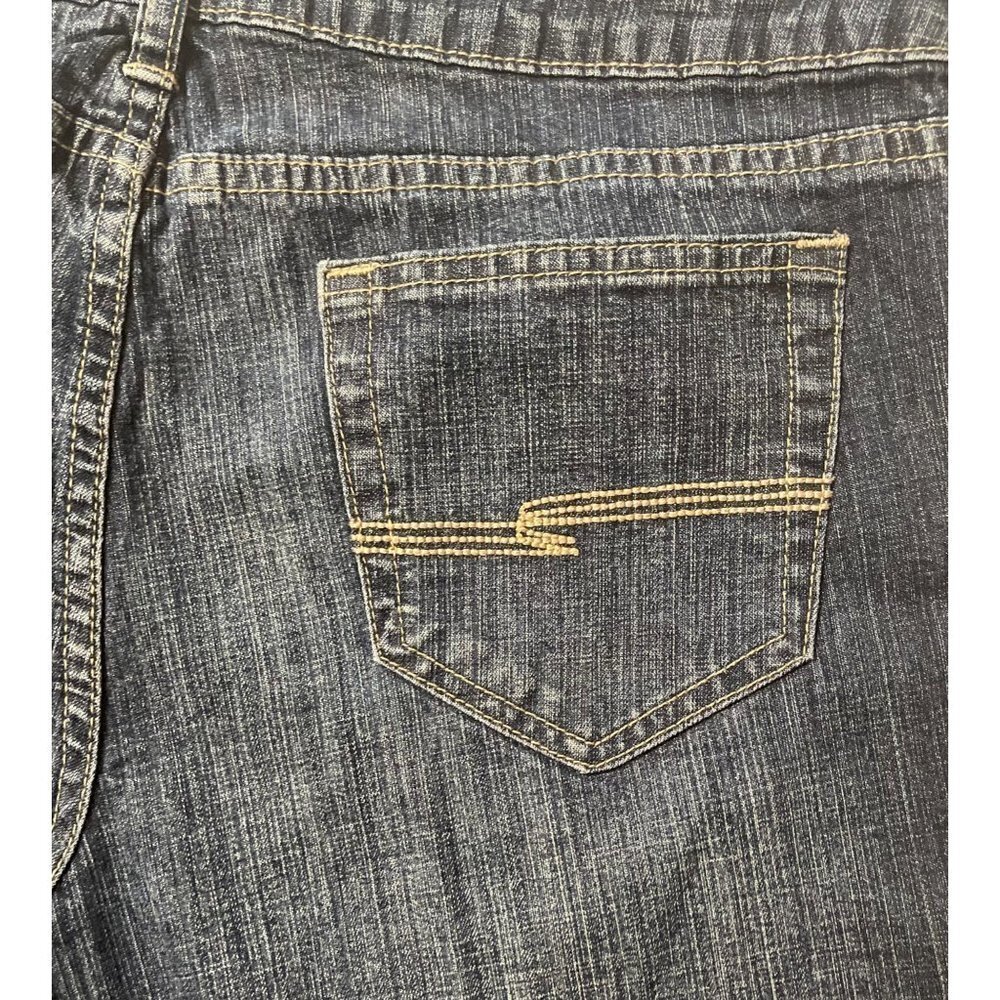 ARIZONA Mid-Rise Dark Jeans Juniors 15 Average Straight Leg Stretch‎ Lt Distress - Picture 6 of 13